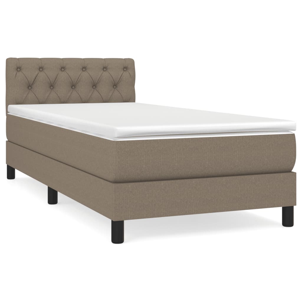 Lit sommier tapissier avec matelas tissu taupe 80x200 cm