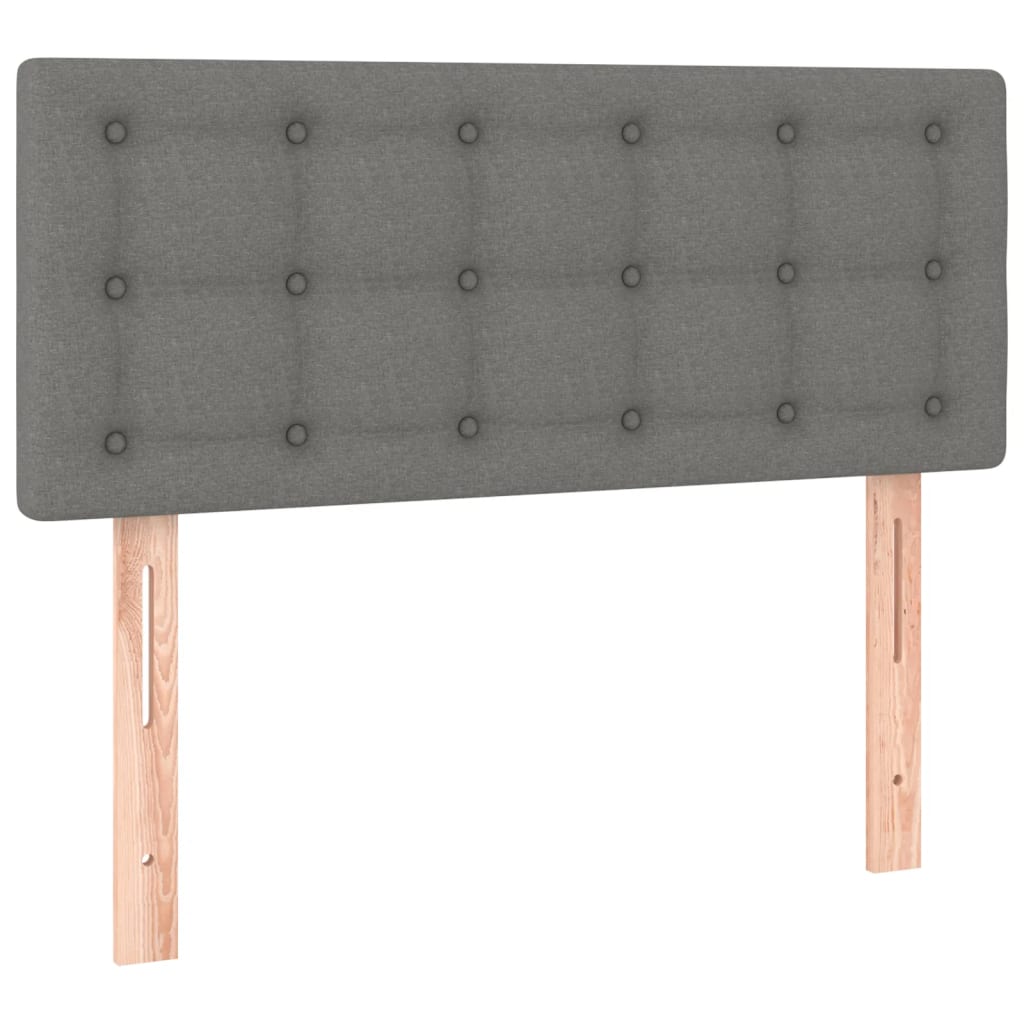 Lit sommier tapissier avec matelas tissu gris foncé 100x200 cm