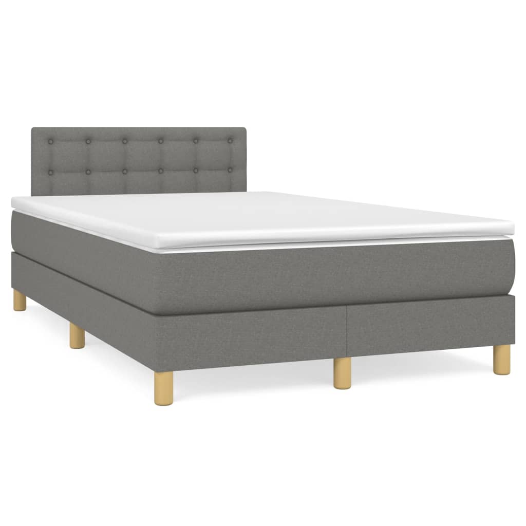 Box spring bed with mattress dark grey 120x200 cm fabric