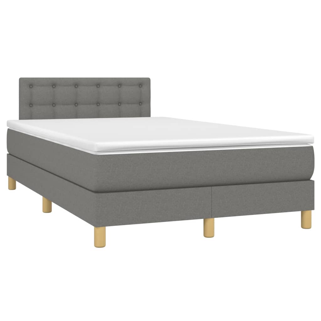 Box spring bed with mattress dark grey 120x200 cm fabric