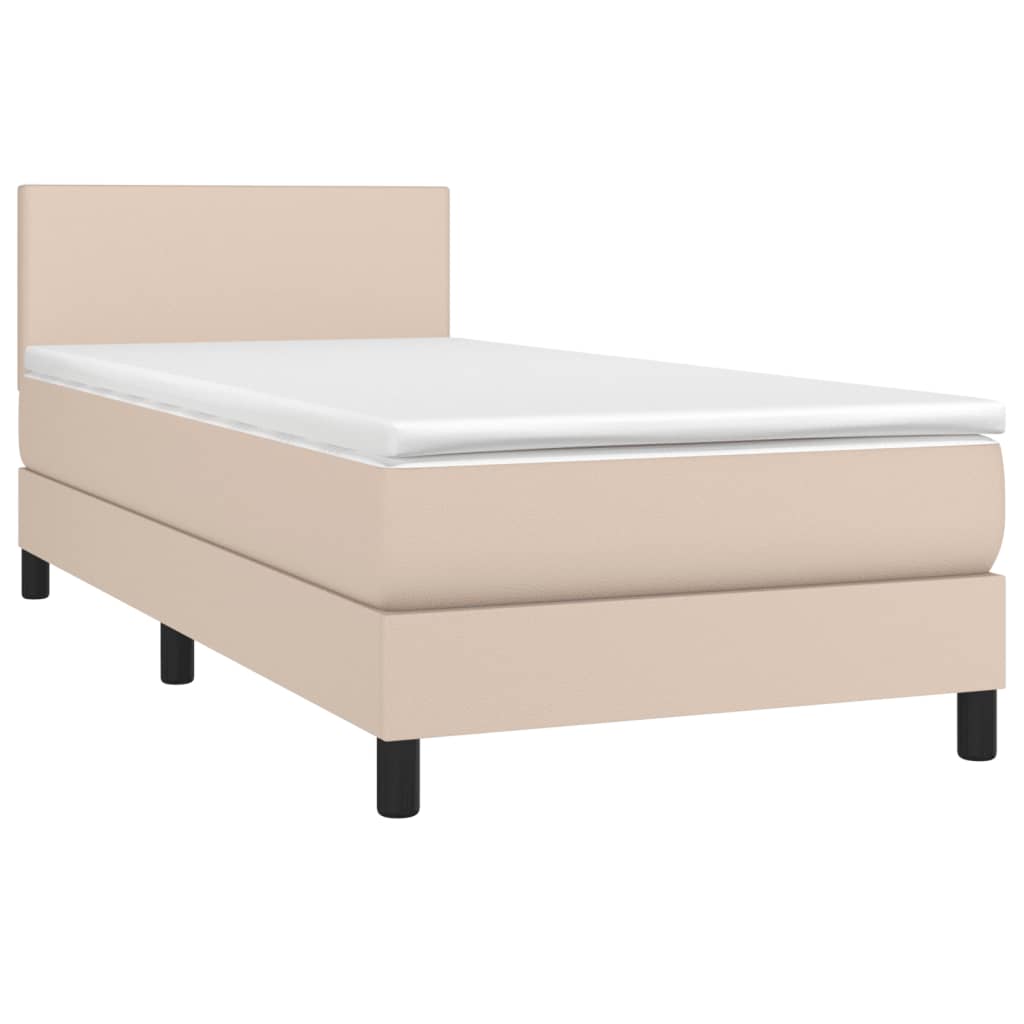 Matelas à sommier tapissier cappuccino-marron 100x200cm cuir artificiel