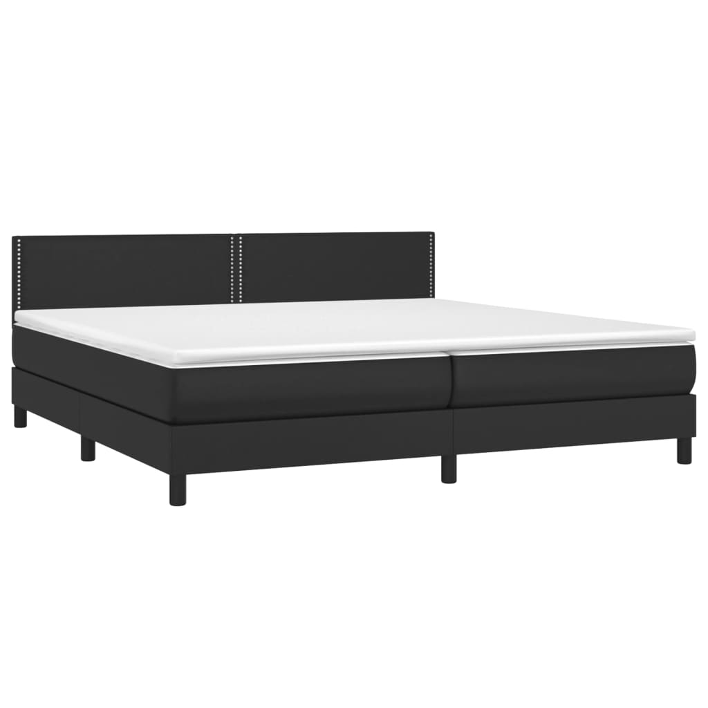Sommier tapissier avec matelas noir 200x200 cm cuir artificiel