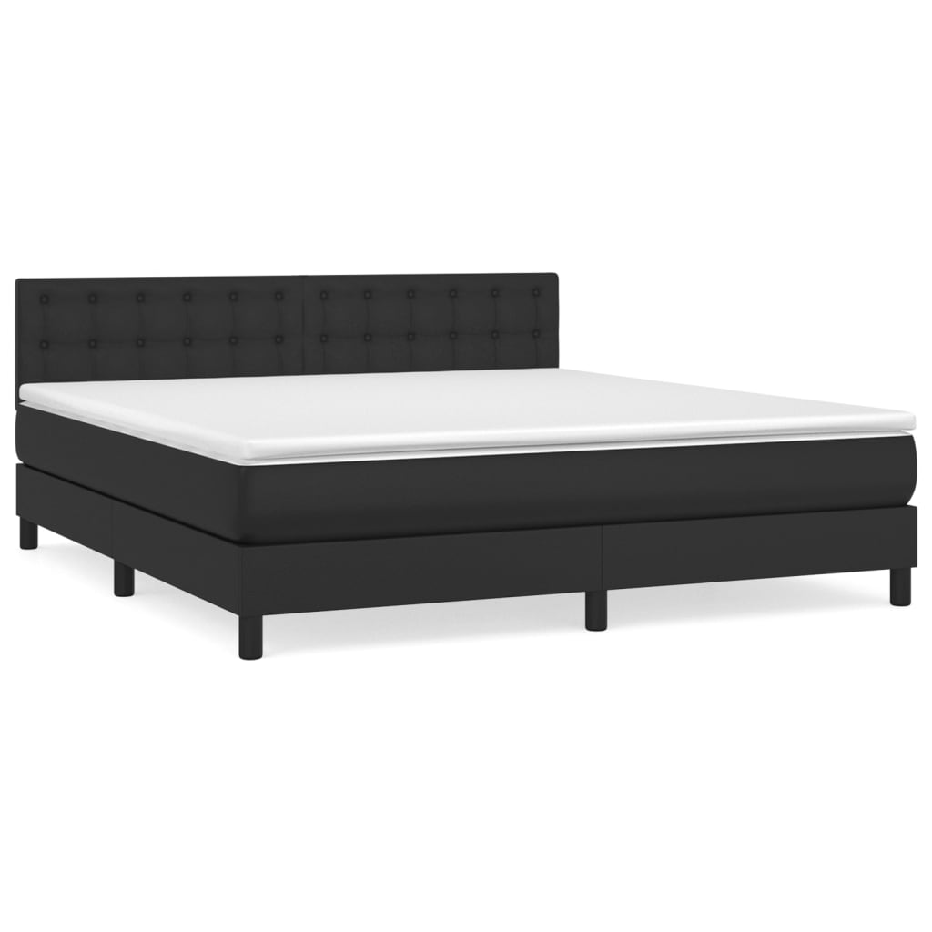Box spring bed with mattress black 160x200 cm artificial leather