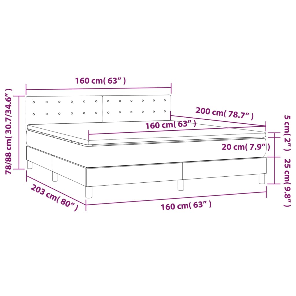 Box spring bed with mattress black 160x200 cm artificial leather