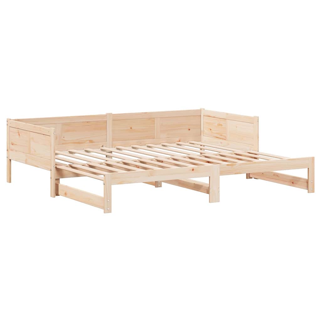 Ausziehbares Tagesbett Braun 180 x 200 cm Massivholz Kiefer