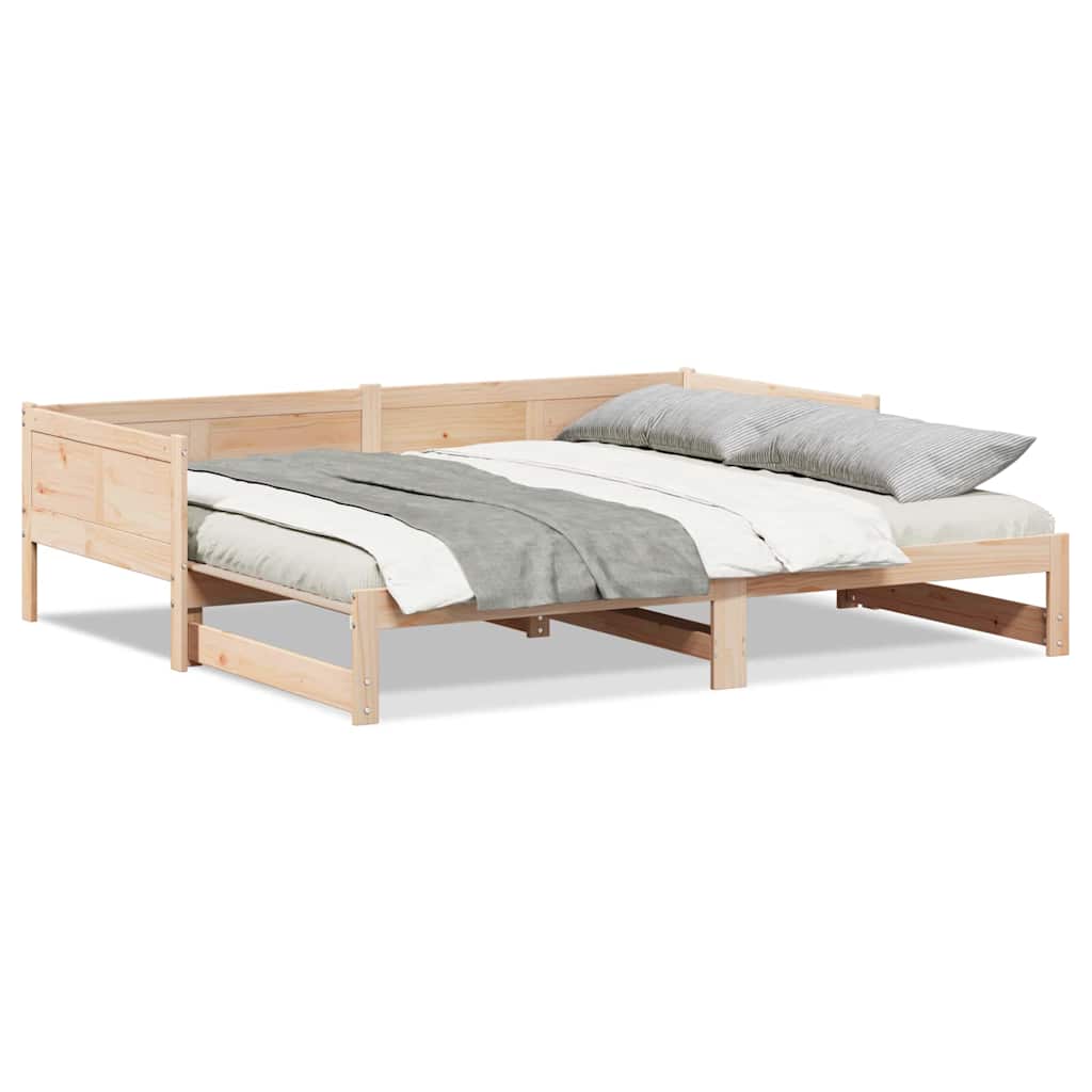 Ausziehbares Tagesbett Braun 180 x 200 cm Massivholz Kiefer