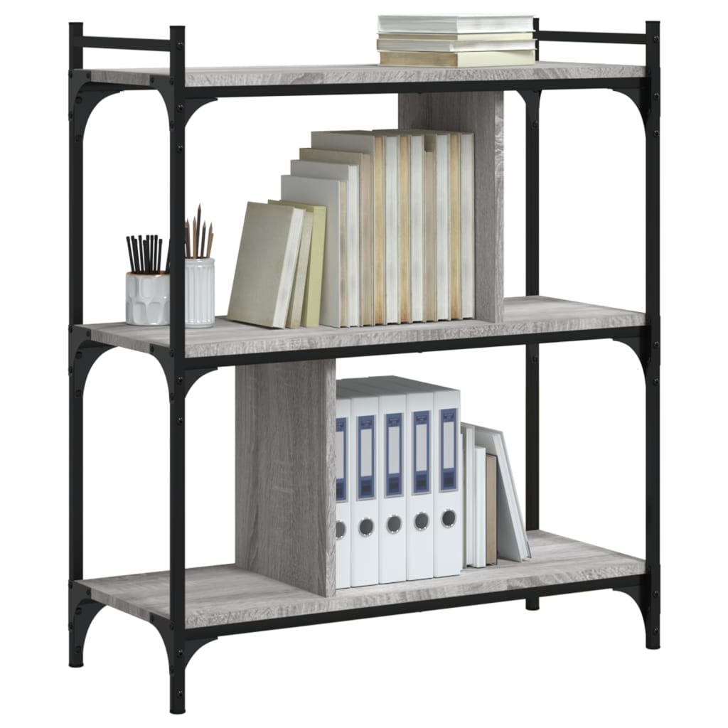 Bibliothèque 3 étagères Sonoma gris 76x32x88 cm matériau bois