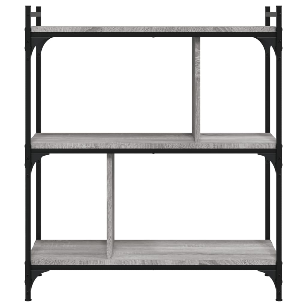 Bibliothèque 3 étagères Sonoma gris 76x32x88 cm matériau bois