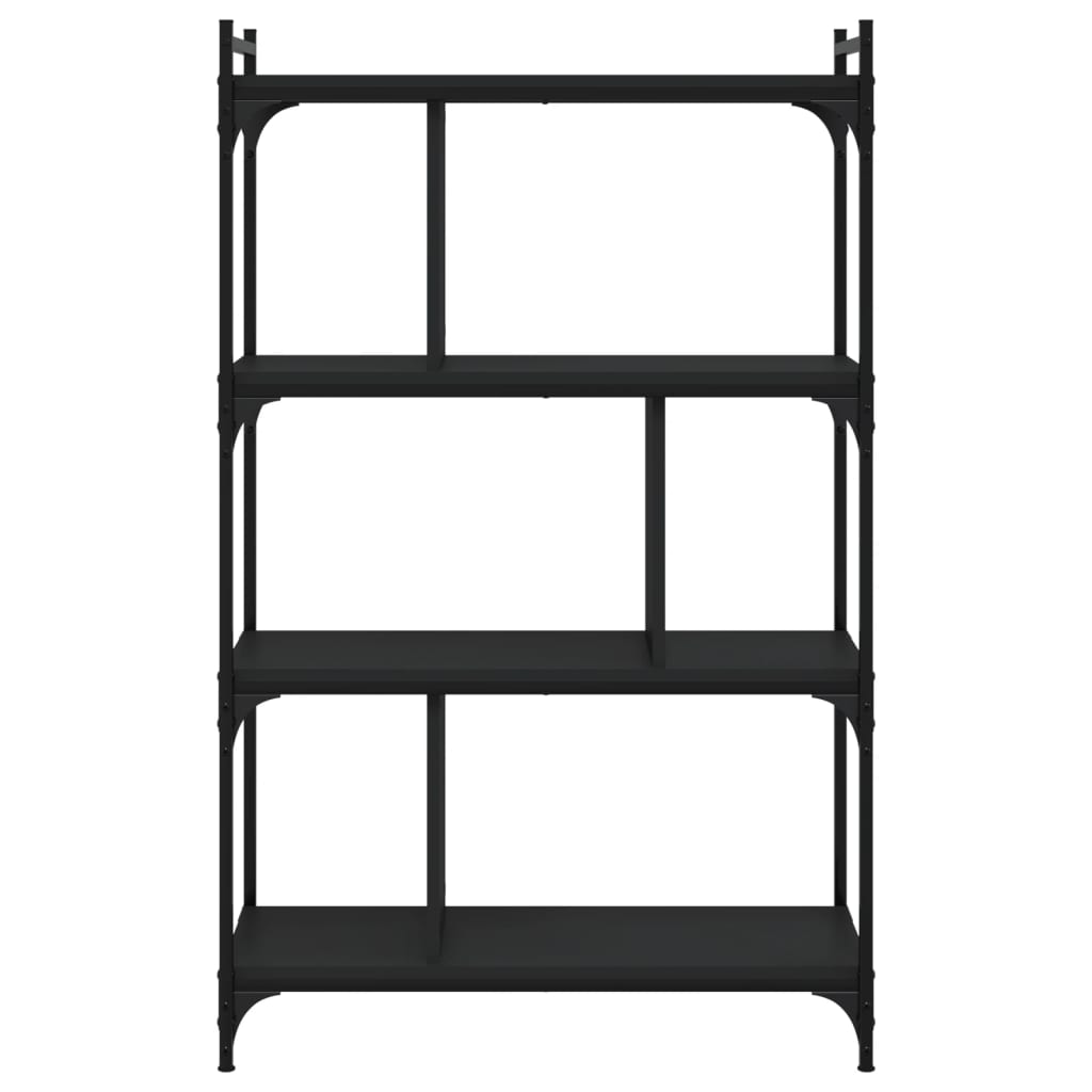 Bookcase 4 Shelves Black 76x32x123 cm Wood Material