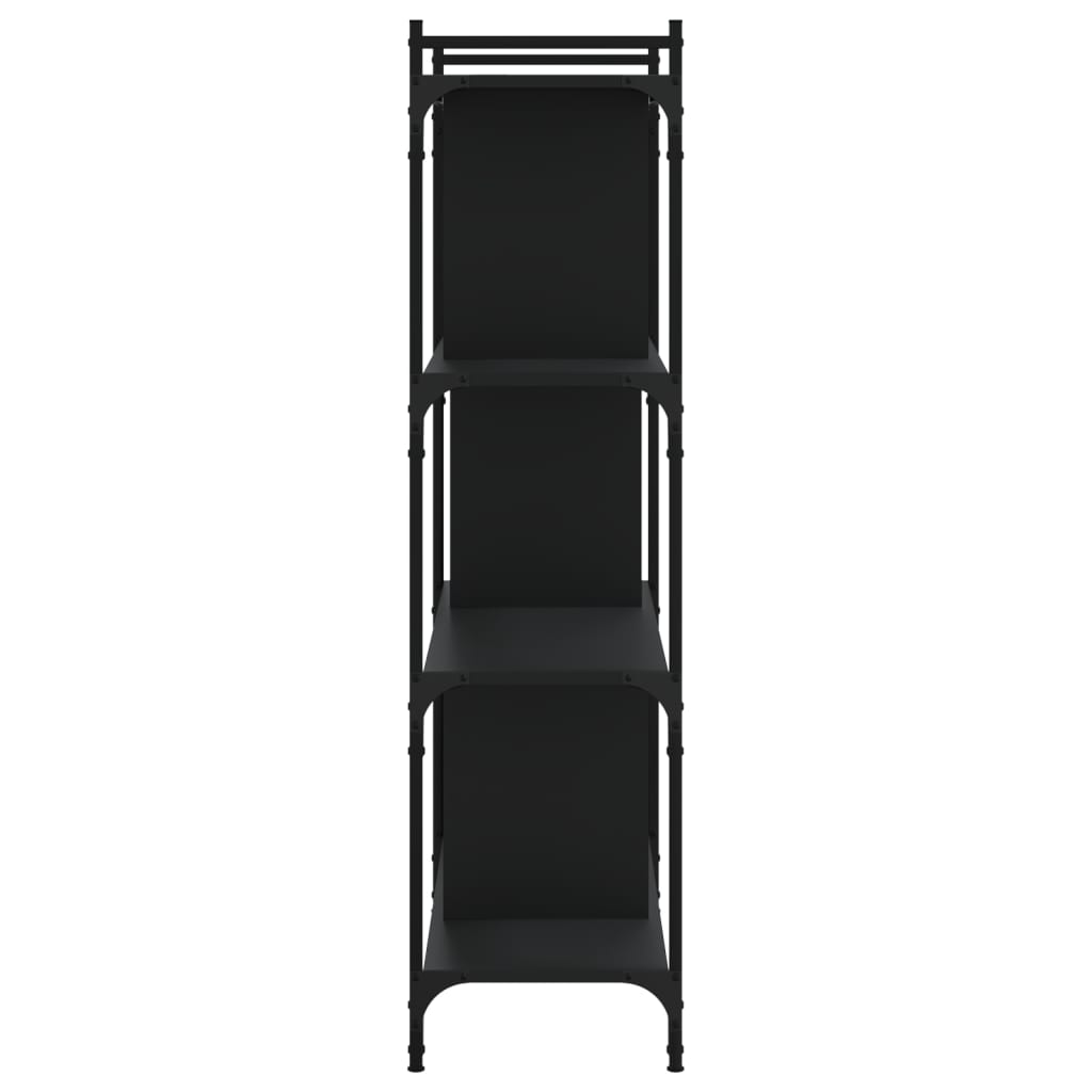 Bookcase 4 Shelves Black 76x32x123 cm Wood Material