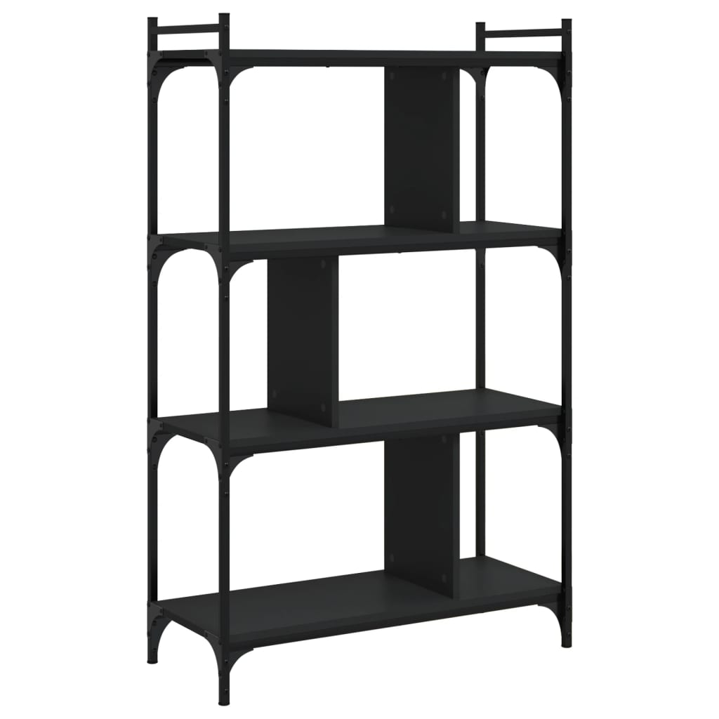 Bookcase 4 Shelves Black 76x32x123 cm Wood Material