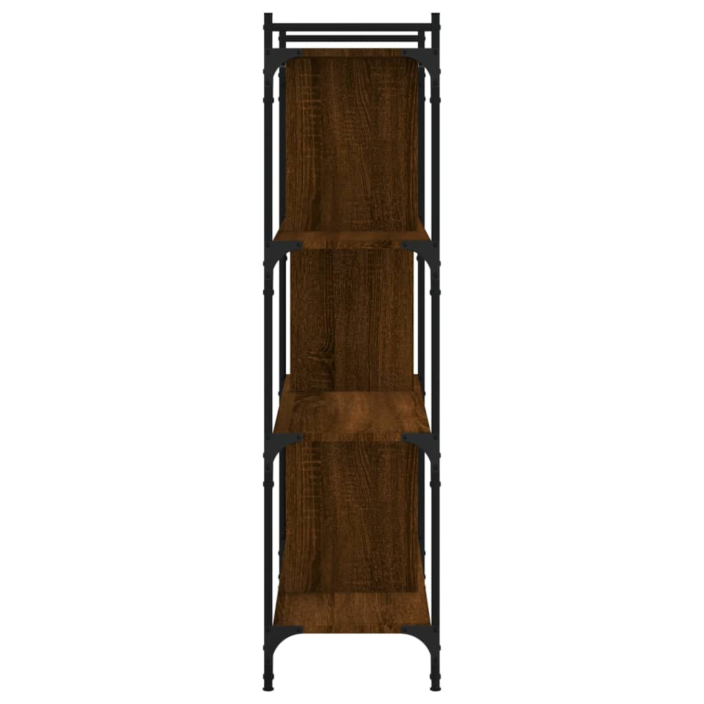 Bibliothèque 4 étagères aspect chêne brun 76x32x123cm matériau bois
