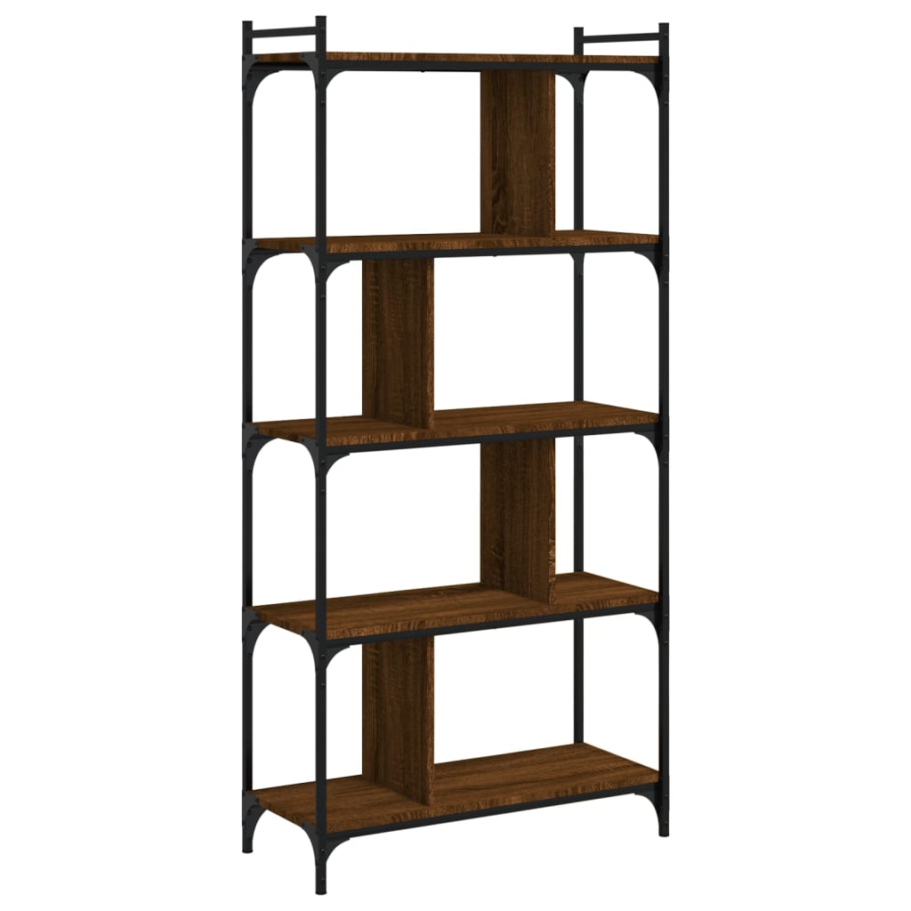 Bookcase 5 Shelves Brown Oak Look 76x32x158cm Wood Material