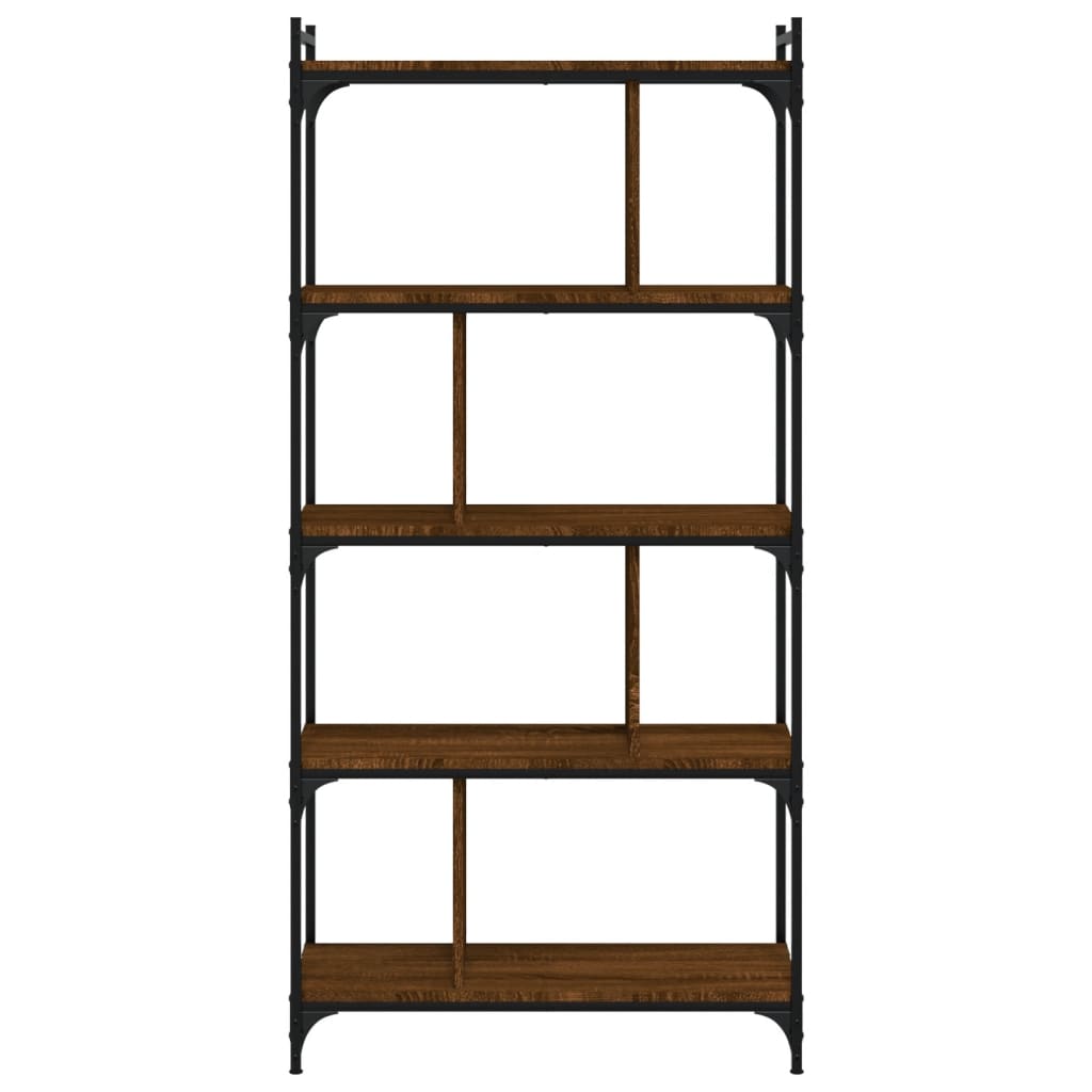 Bookcase 5 Shelves Brown Oak Look 76x32x158cm Wood Material