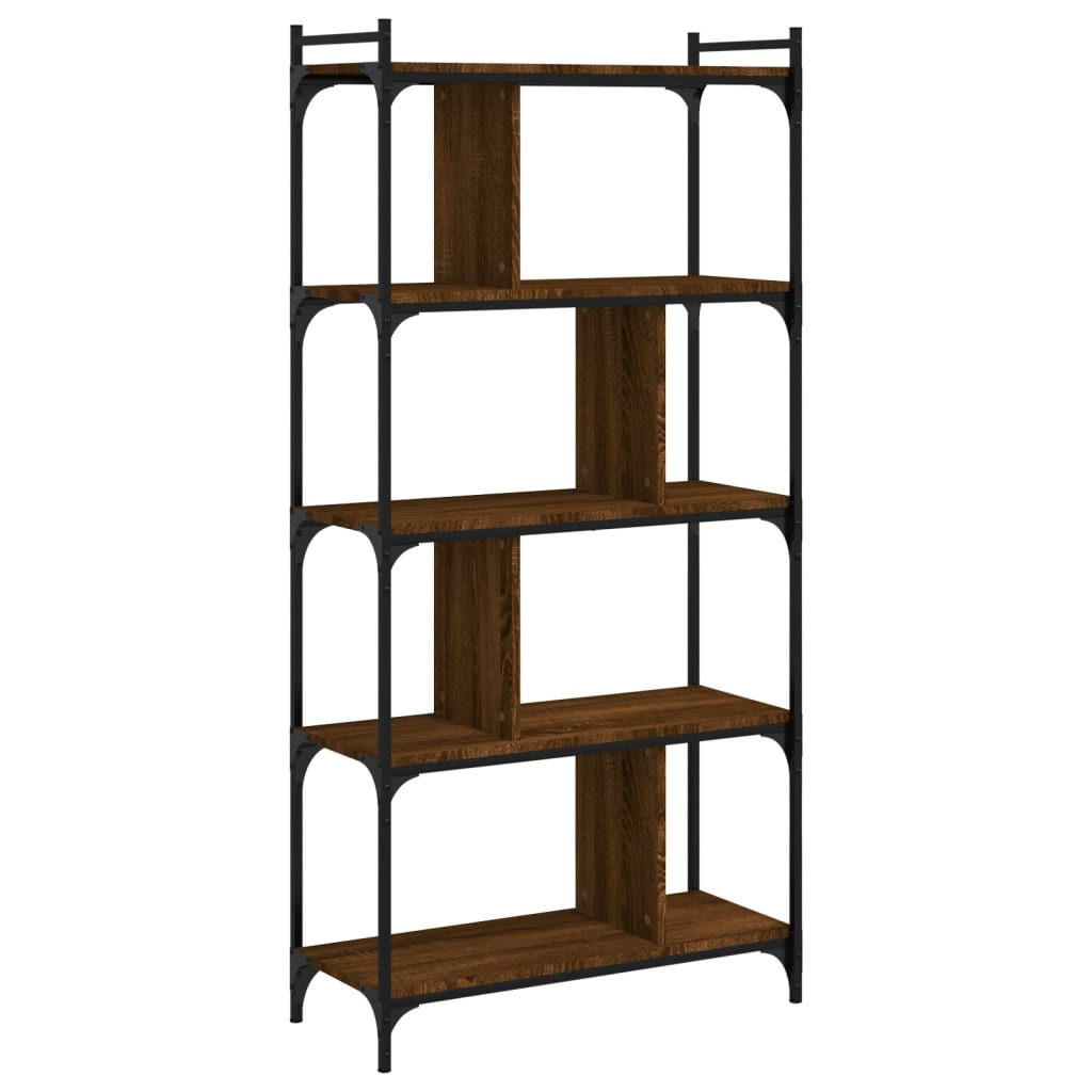 Bookcase 5 Shelves Brown Oak Look 76x32x158cm Wood Material