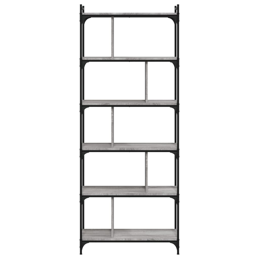 Bookcase 6 Shelves Grey Sonoma 76x32x192 cm Wood Material