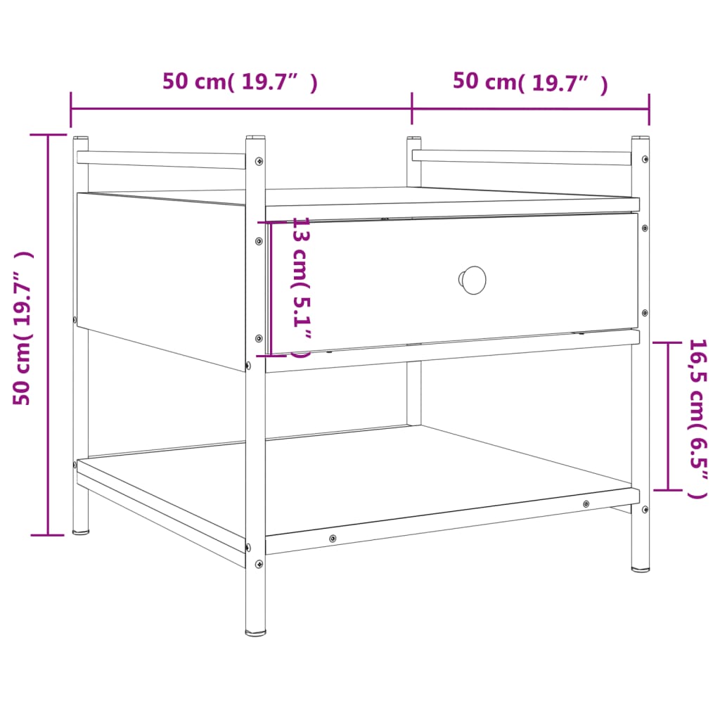 Coffee table smoked oak 50x50x50 cm wood material