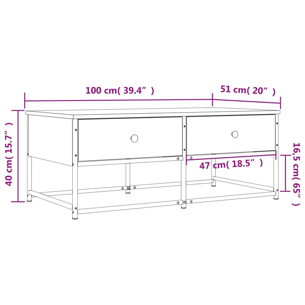 Coffee table smoked oak 100x51x40 cm wood material
