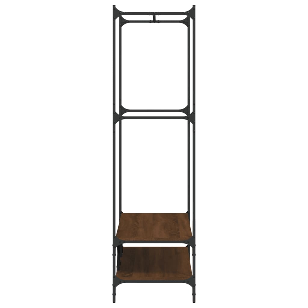 Clothes rack with shelves brown oak look wood material