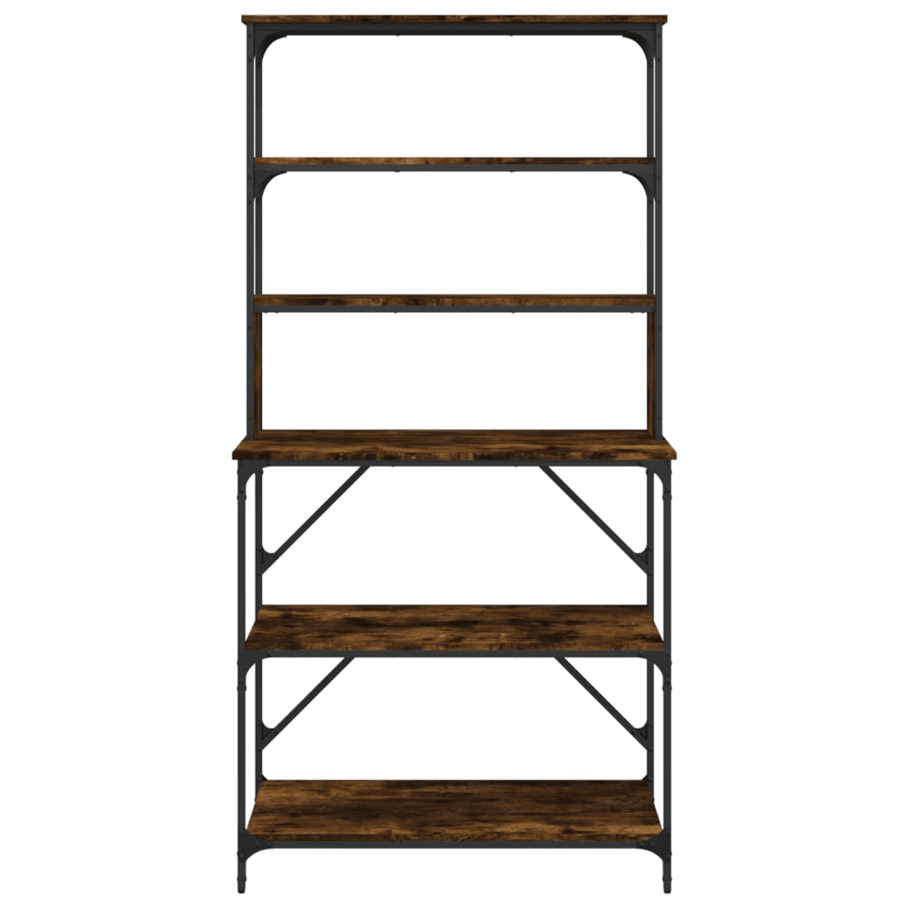 Baker's shelf 6 compartments smoked oak 90x40x180 cm wood material