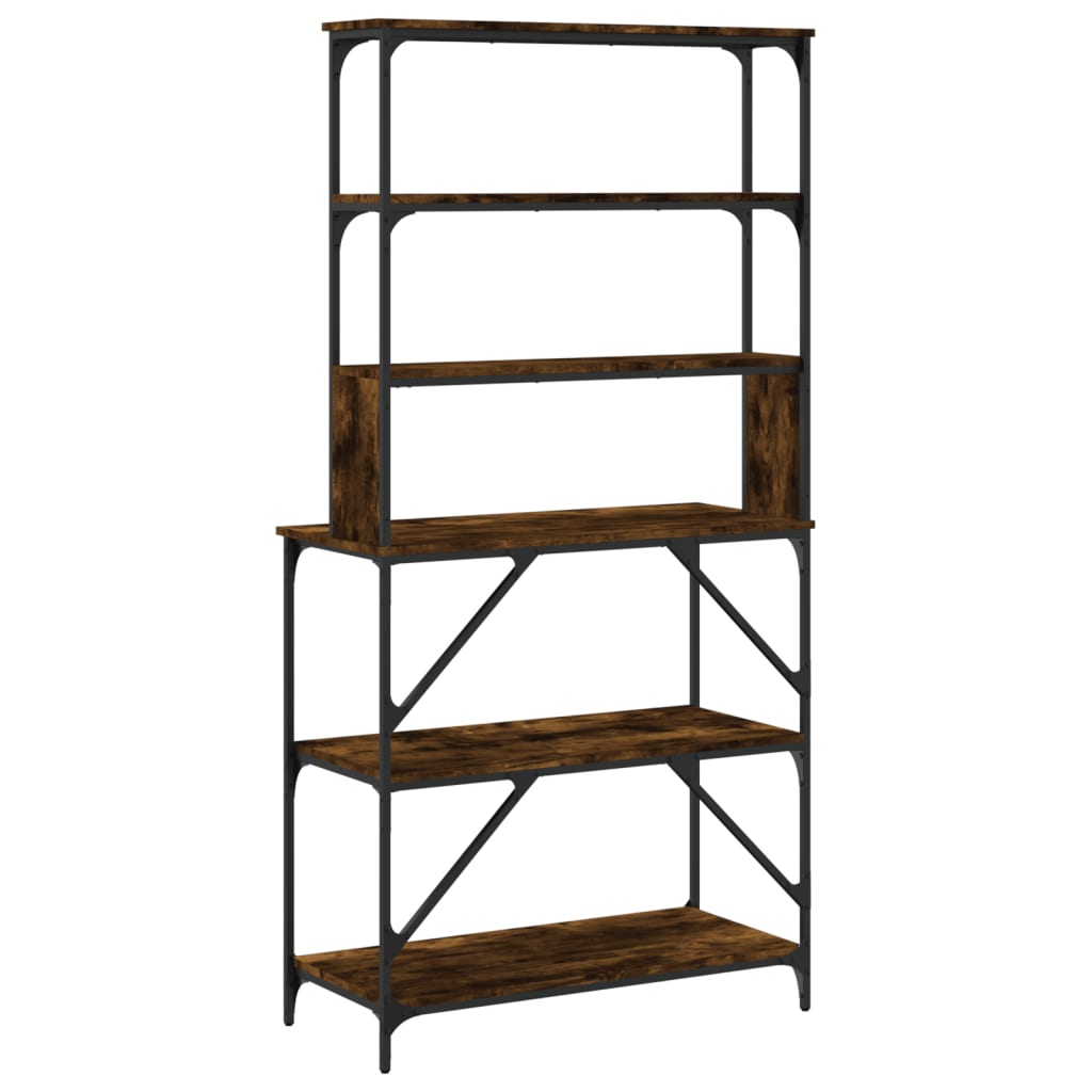 Baker's shelf 6 compartments smoked oak 90x40x180 cm wood material