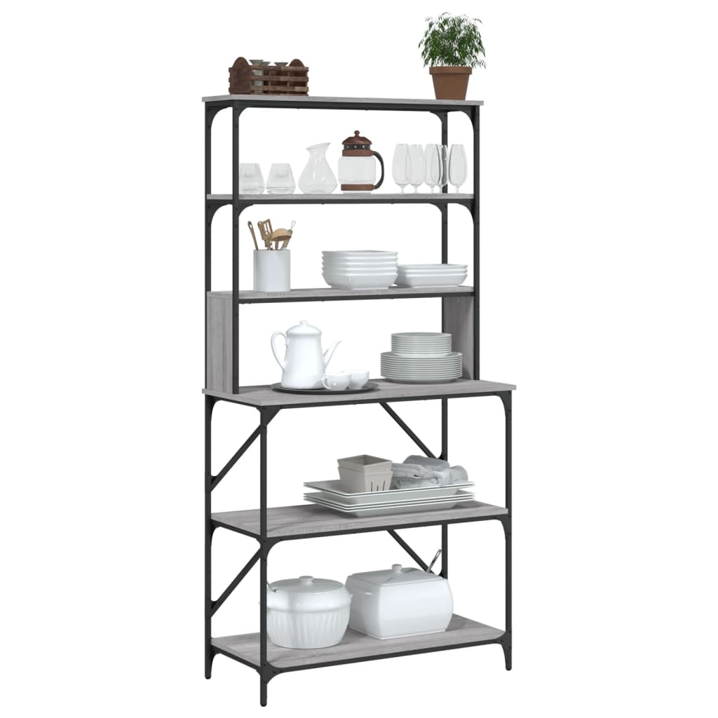 Baker's shelf 6 compartments Grey Sonoma 90x40x180 cm wood material