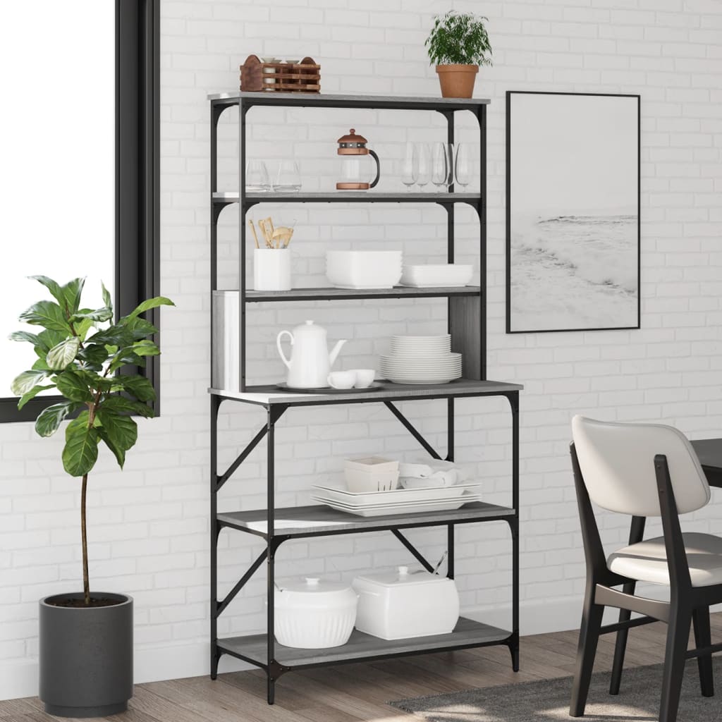 Baker's shelf 6 compartments Grey Sonoma 90x40x180 cm wood material