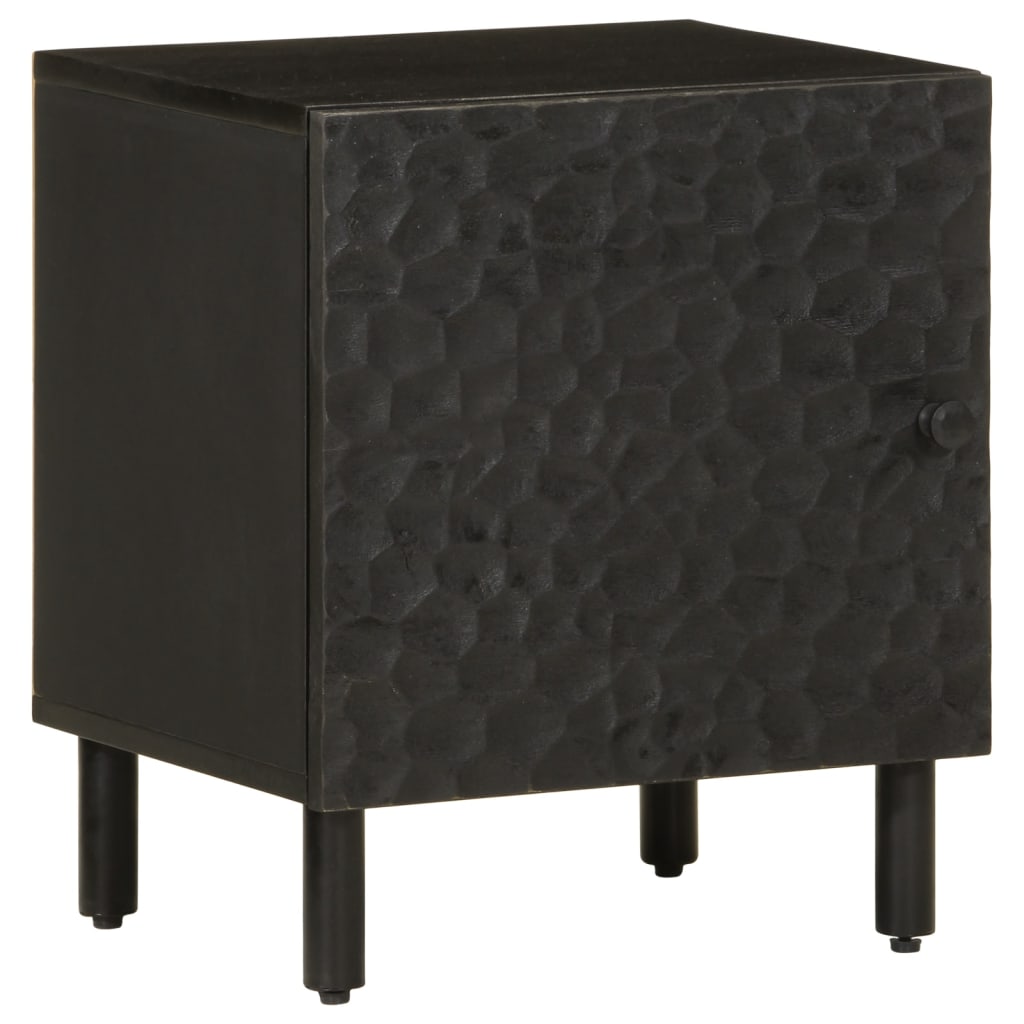 Tables de chevet 2 pcs. Noir 40x33x46 cm en bois de manguier massif