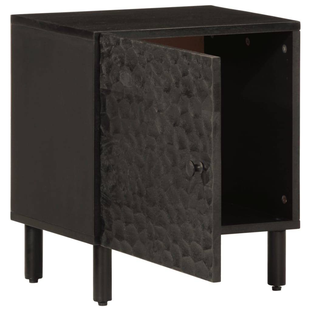 Tables de chevet 2 pcs. Noir 40x33x46 cm en bois de manguier massif