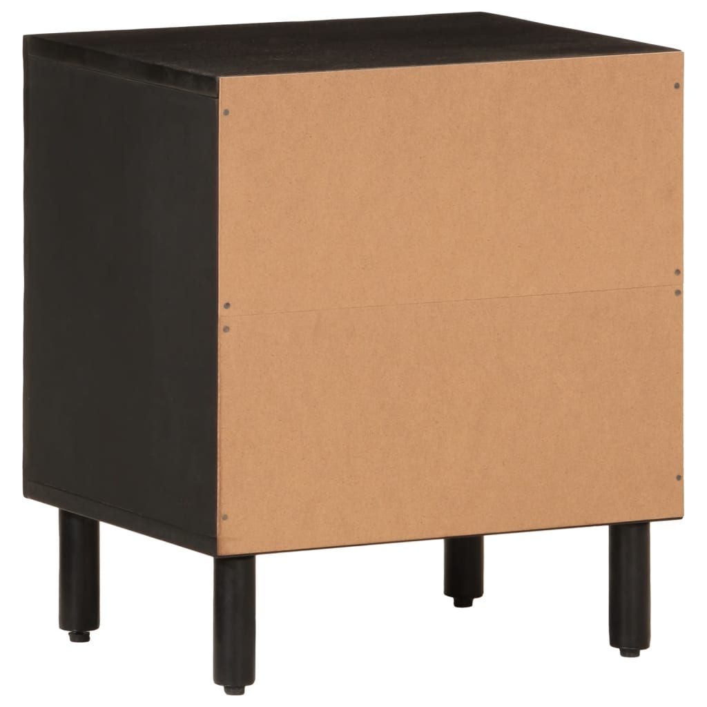Tables de chevet 2 pcs. Noir 40x33x46 cm en bois de manguier massif