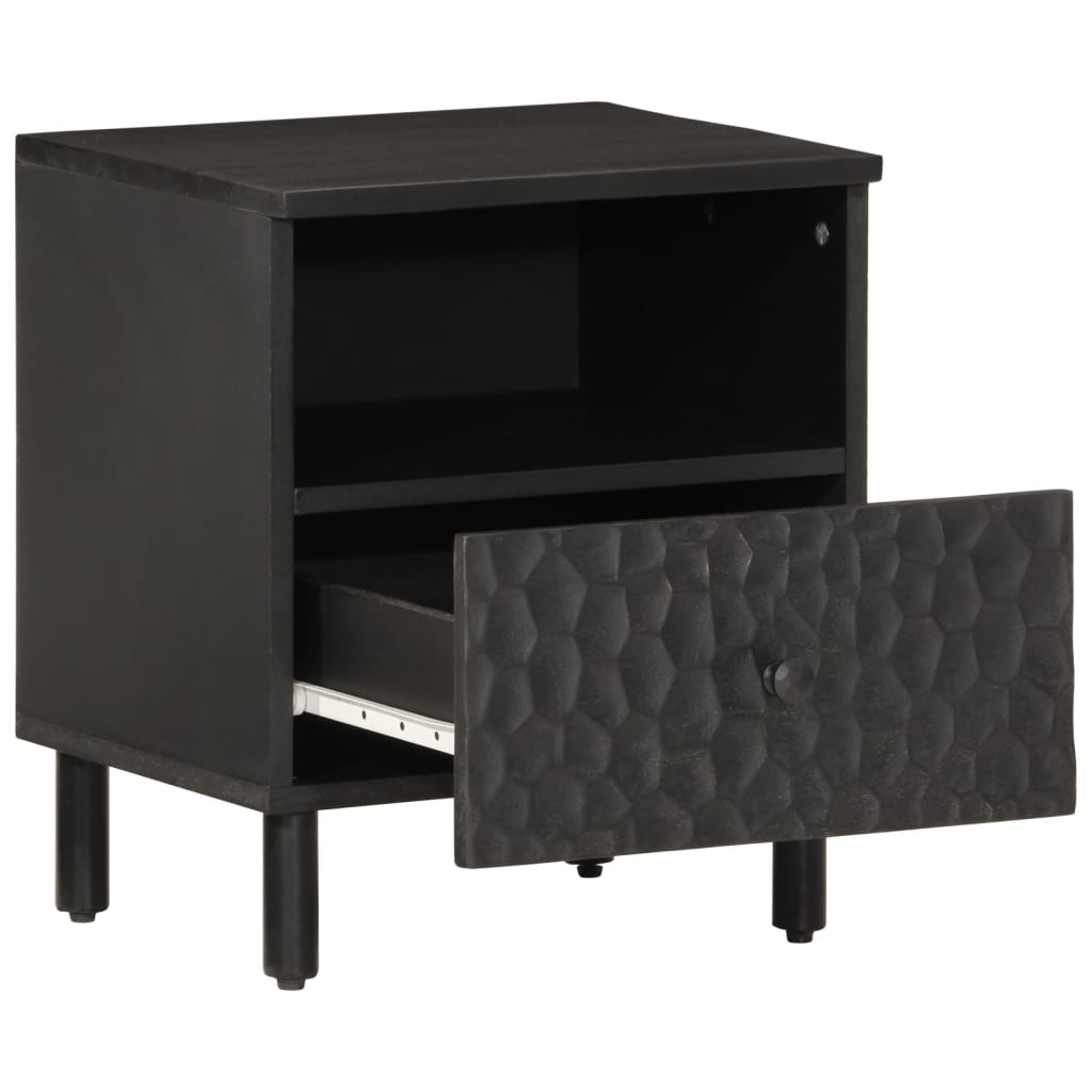 Bedside Table Black 40x33x46 cm Solid Mango Wood
