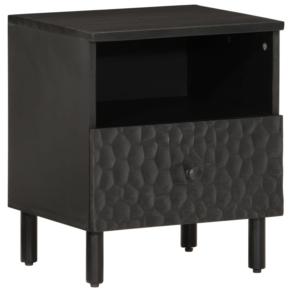 Tables de chevet 2 pcs. Noir 40x33x46 cm en bois de manguier massif