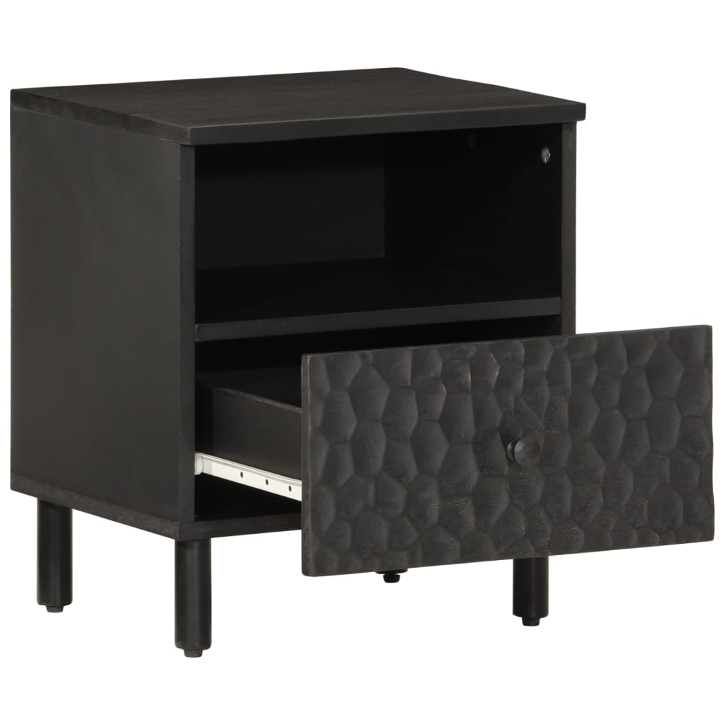 Tables de chevet 2 pcs. Noir 40x33x46 cm en bois de manguier massif