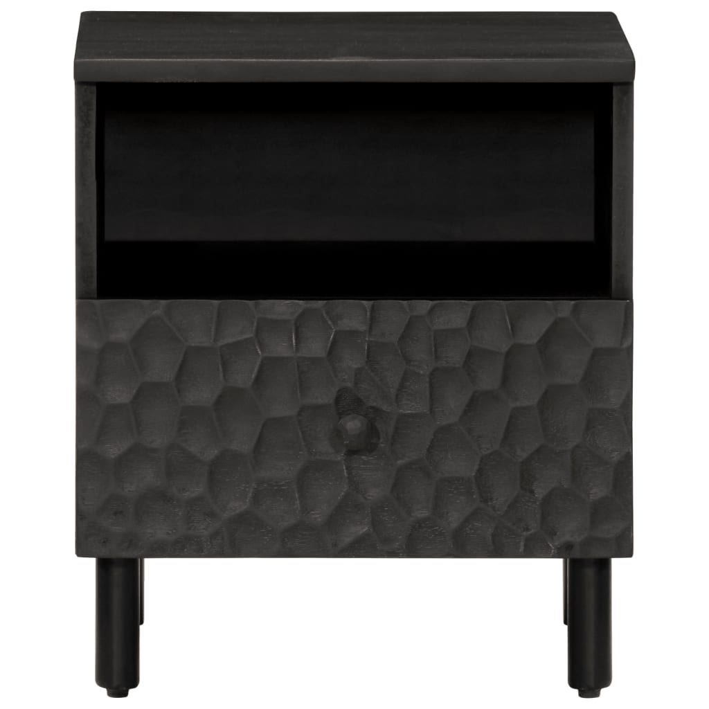 Tables de chevet 2 pcs. Noir 40x33x46 cm en bois de manguier massif