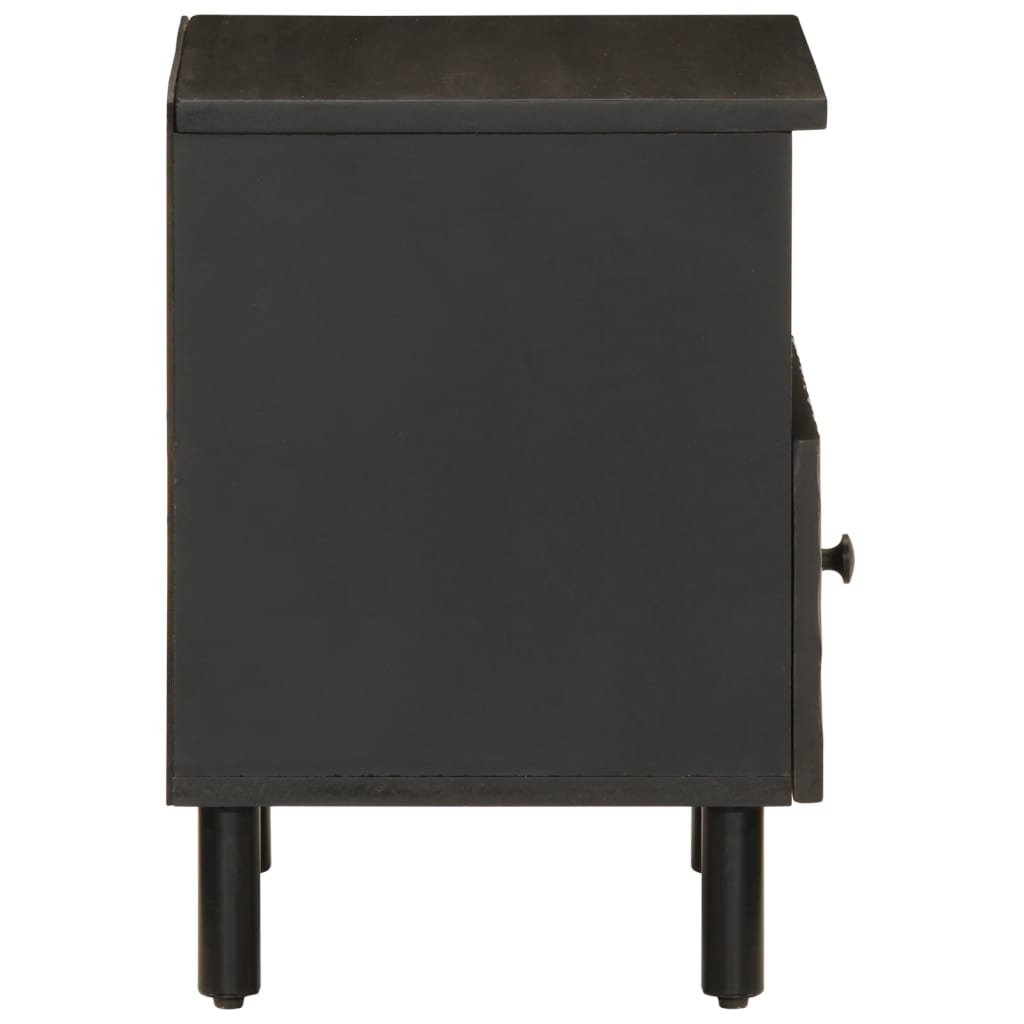 Tables de chevet 2 pcs. Noir 40x33x46 cm en bois de manguier massif