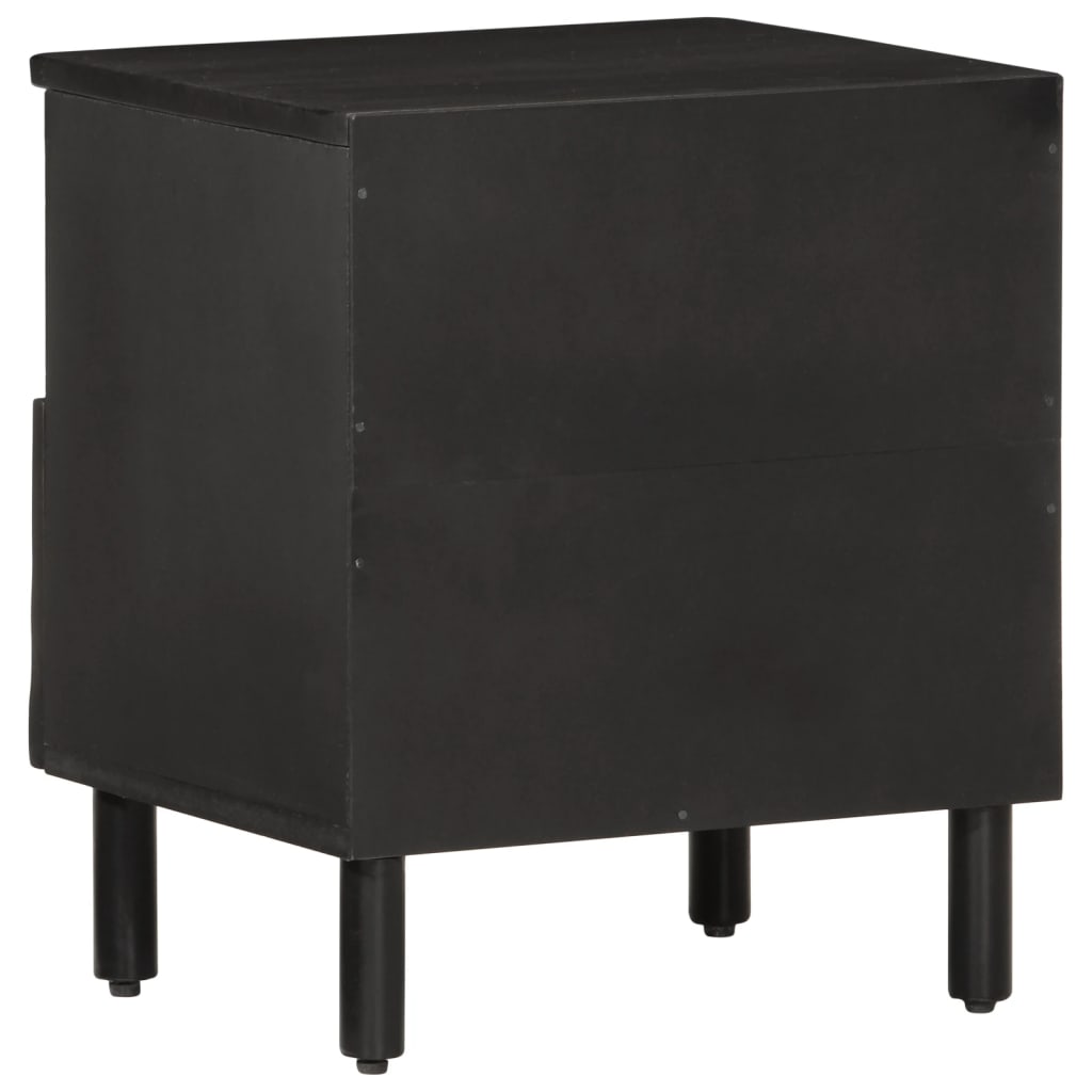 Tables de chevet 2 pcs. Noir 40x33x46 cm en bois de manguier massif
