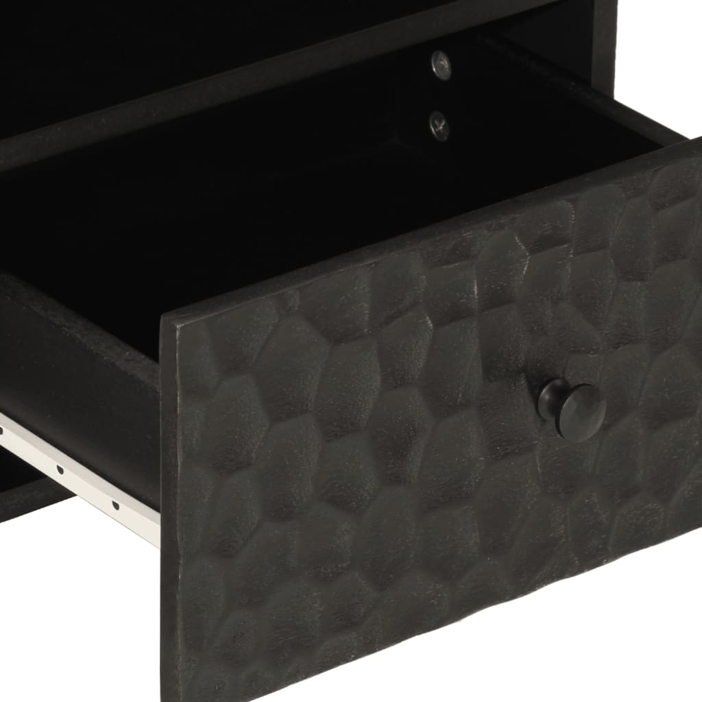 Tables de chevet 2 pcs. Noir 40x33x46 cm en bois de manguier massif
