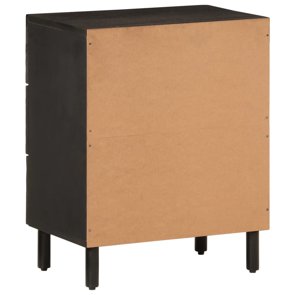 Bedside table black 50x33x60 cm solid mango wood