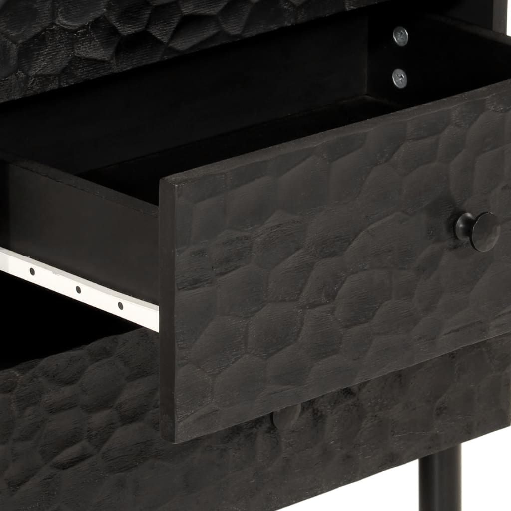 Bedside table black 50x33x60 cm solid mango wood