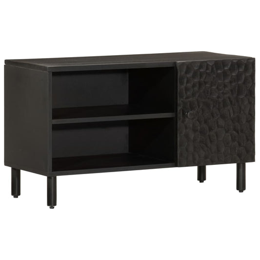 Meuble TV noir 80x31x46 cm en bois de manguier massif