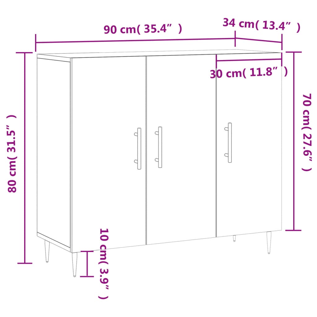 Sideboard Betongrau 90x34x80 cm Holzwerkstoff