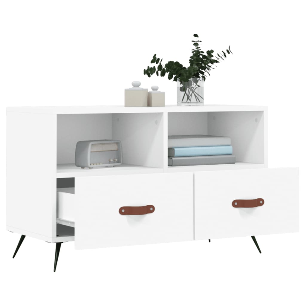 Meuble TV blanc 80x36x50 cm en bois