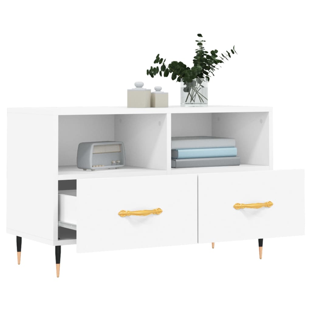 Meuble TV blanc 80x36x50 cm en bois