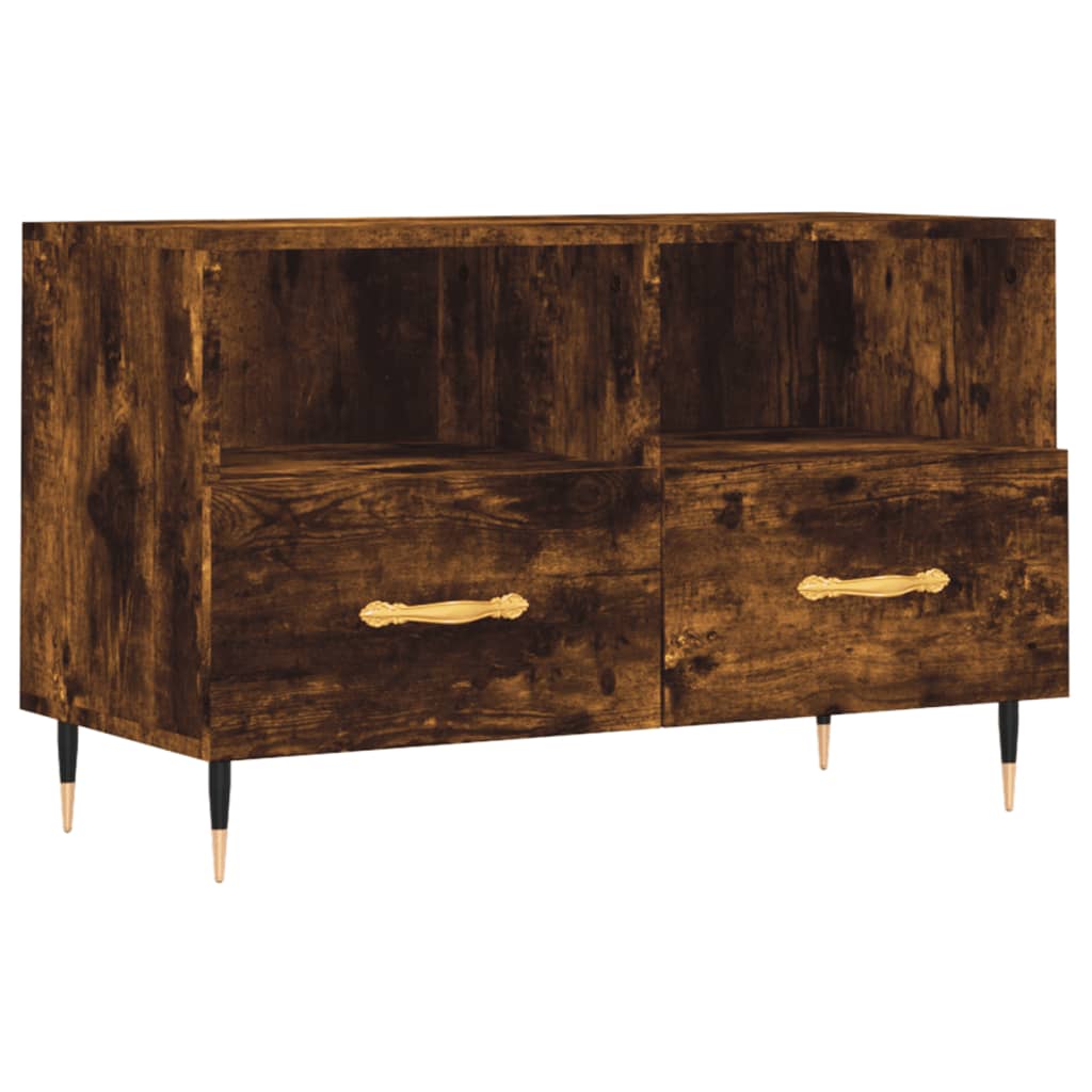 Meuble TV chêne fumé 80x36x50 cm matériau bois