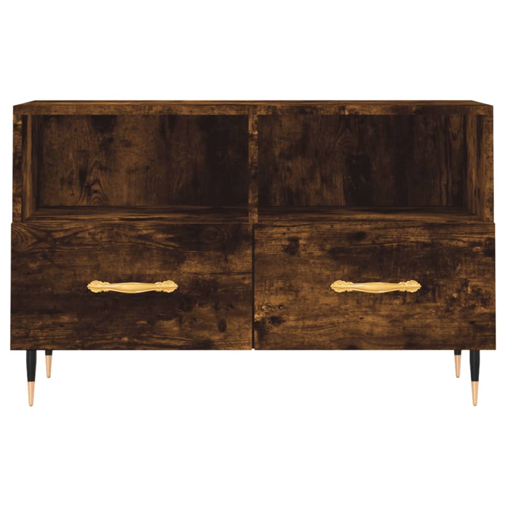Meuble TV chêne fumé 80x36x50 cm matériau bois