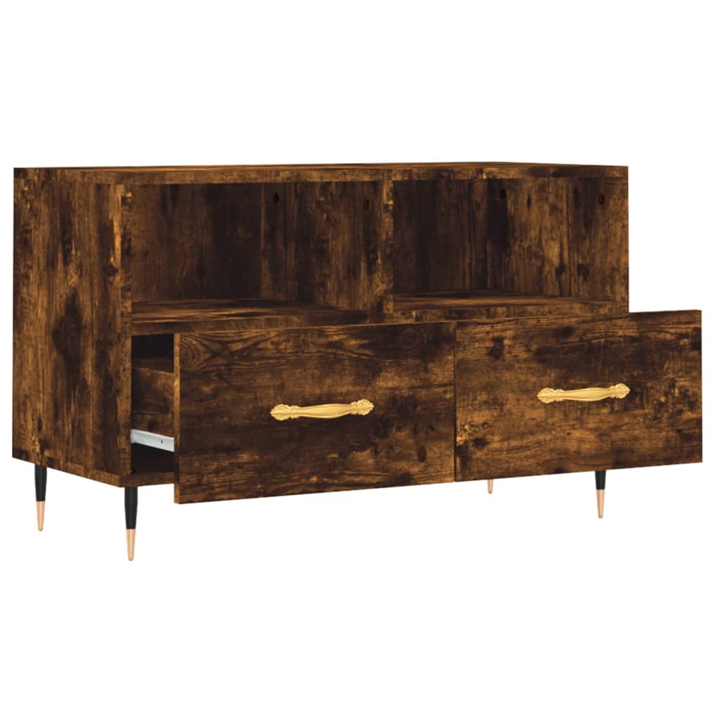Meuble TV chêne fumé 80x36x50 cm matériau bois
