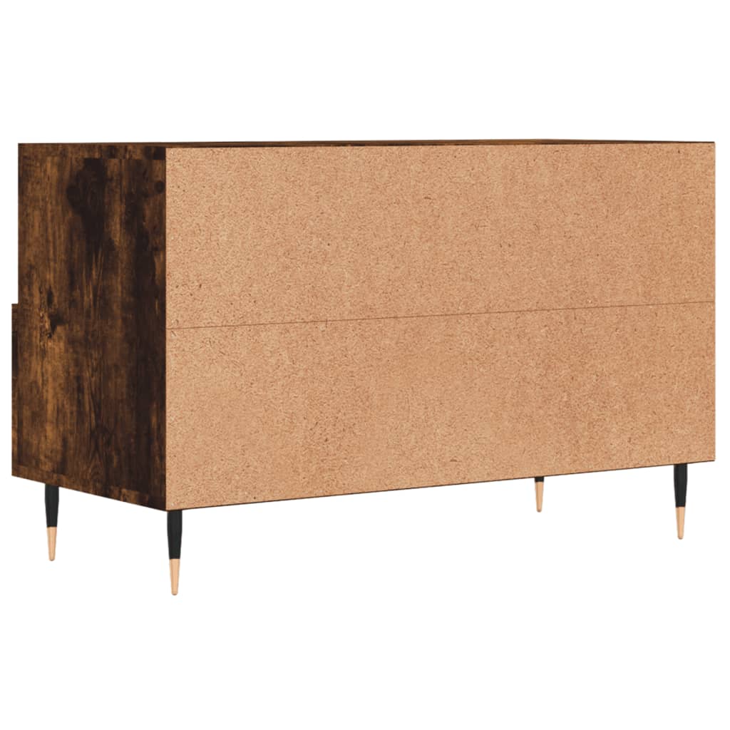 Meuble TV chêne fumé 80x36x50 cm matériau bois