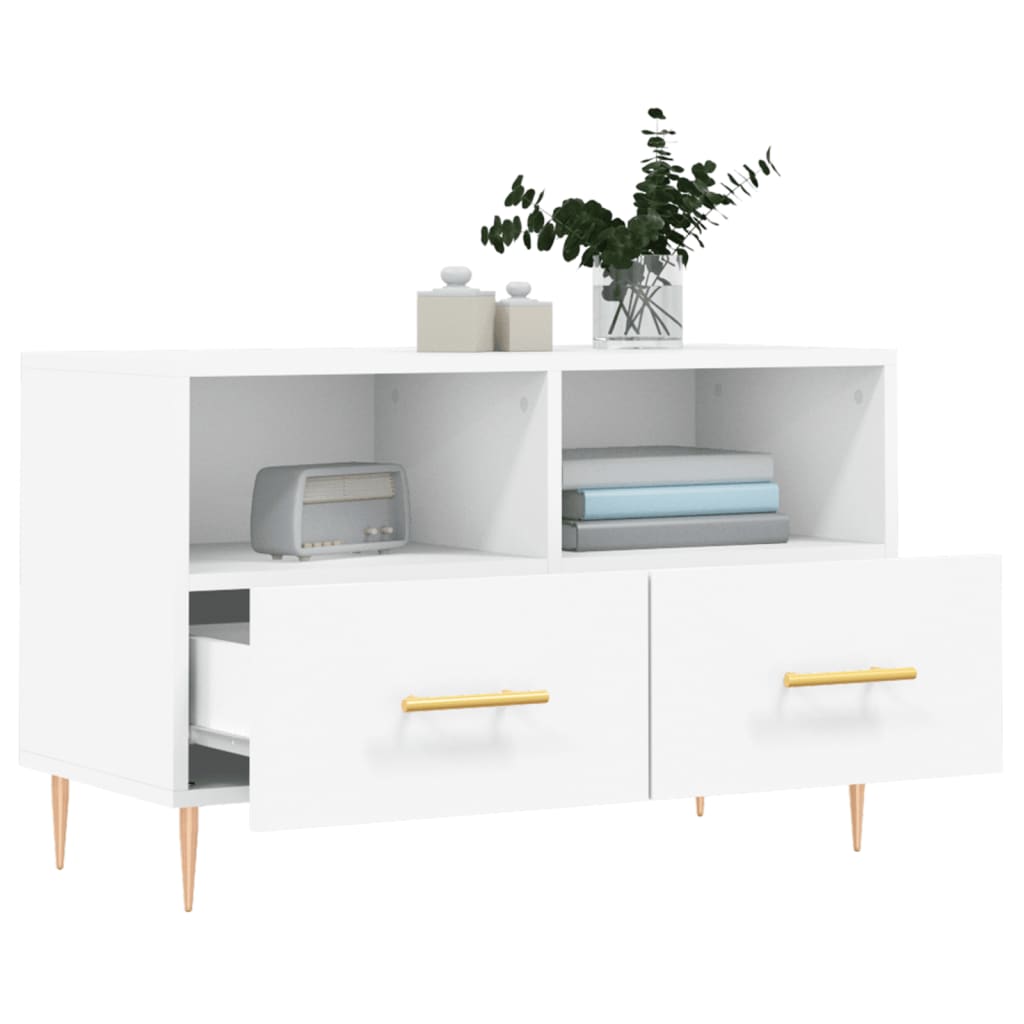 Meuble TV blanc 80x36x50 cm en bois