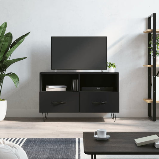 Meuble TV noir 80x36x50 cm en bois