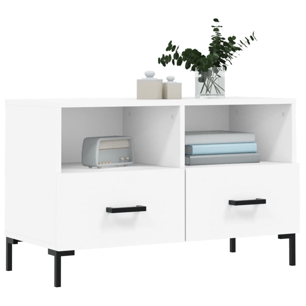 Meuble TV blanc 80x36x50 cm en bois